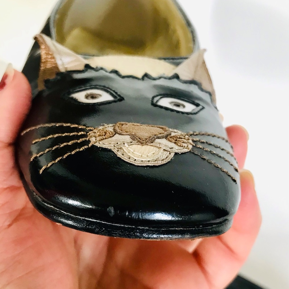 SOLD Do not purchase 🐈‍⬛ Meow! 80s Margaret Jerrold Cat Patent Leather Shoes 7 - Picture 5 of 6